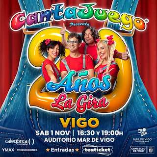 Fechas, información, programa, cartel, imágenes, mapa y ubicación de Cantajuego - 20 Años: La Gira (2025)  en  Vigo