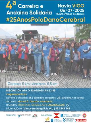 Fechas, información, programa, cartel, imágenes, mapa y ubicación de Carreira e Andaina Solidaria Polo Dano Cerebral  en  Vigo