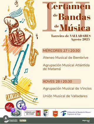 Fechas, información, programa, cartel, imágenes, mapa y ubicación de III Certamen de Bandas de Música de Valladares   en  Vigo