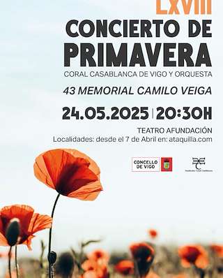 Fechas, información, programa, cartel, imágenes, mapa y ubicación de LXVIII Concierto de Primavera - XLIII Memorial Camilo Veiga  en  Vigo