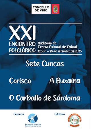 Fechas, información, programa, cartel, imágenes, mapa y ubicación de XXI Ecnontro Folclórico de Cabral  en  Vigo
