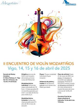 Fechas, información, programa, cartel, imágenes, mapa y ubicación de II Encuentro de Violín Mozartiños  en  Vigo