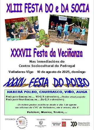 Fechas, información, programa, cartel, imágenes, mapa y ubicación de XLIII Festa da e do Socio – XXXVII Festa da Veciñanza de Valladares  en  Vigo