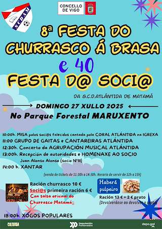 Fechas, información, programa, cartel, imágenes, mapa y ubicación de VIII Festa do Churrasco á Brasa e XL Festa do Socio de Matamá  en  Vigo