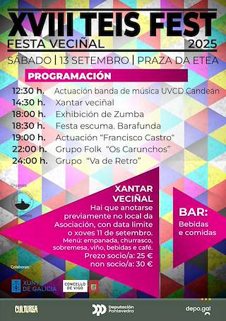 Fechas, información, programa, cartel, imágenes, mapa y ubicación de XVIII Festa Veciñal Teis Fest  en  Vigo