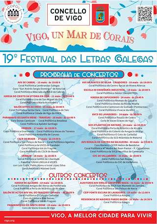 Fechas, información, programa, cartel, imágenes, mapa y ubicación de XIX Festival das Letras Galegas - Vigo, Un Mar de Corais