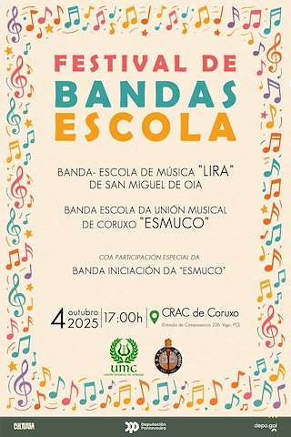 Fechas, información, programa, cartel, imágenes, mapa y ubicación de Festival de Bandas Escola de Coruxo (2025)  en  Vigo