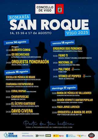 Fechas, información, programa, cartel, imágenes, mapa y ubicación de Romaría de San Roque de Sárdoma  en  Vigo