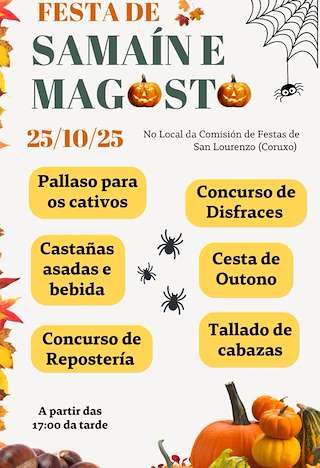 Fechas, información, programa, cartel, imágenes, mapa y ubicación de Samaín e  Magosto de San Lourenzo de Coruxo (2025)  en  Vigo