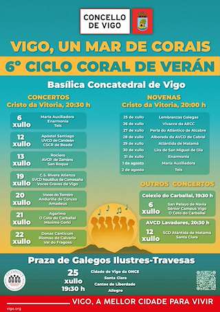 Fechas, información, programa, cartel, imágenes, mapa y ubicación de Vigo, un Mar de Corais - VI Ciclo Coral de Verán