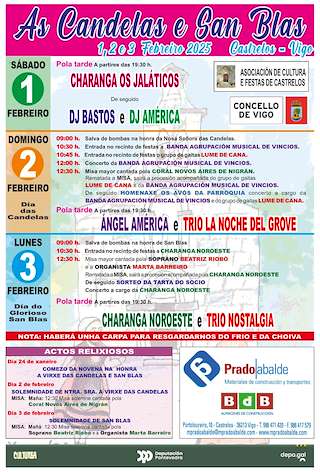 Fechas, información, programa, cartel, imágenes, mapa y ubicación de Virgen de las Candelas y San Blas de Castrelos  en  Vigo
