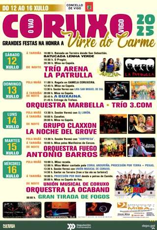 Fechas, información, programa, cartel, imágenes, mapa y ubicación de Virgen del Carmen de Coruxo  en  Vigo