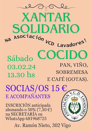 Fechas, información, programa, cartel, imágenes, mapa y ubicación de Xantar Solidario de Lavadores  en  Vigo