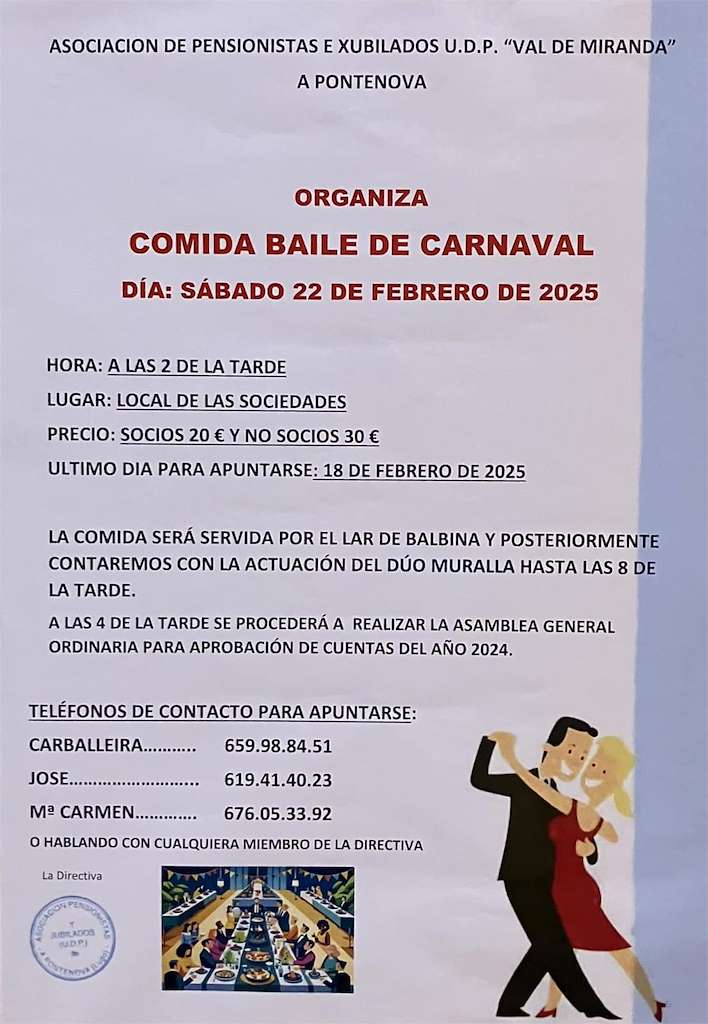 Comida - Baile de Carnaval da Asociación de Xubilados e Pensionistas (2025) en A Pontenova