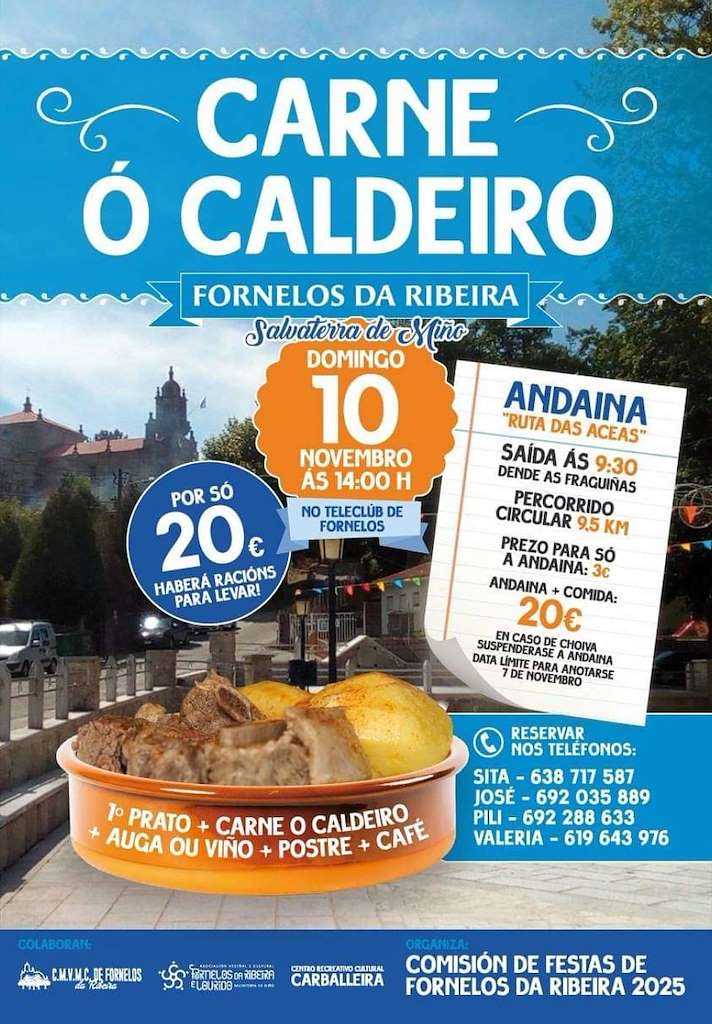 Degustación da Carne ó Caldeiro e Andaina das Aceas de Fornelos (2024) en Salvaterra do Miño