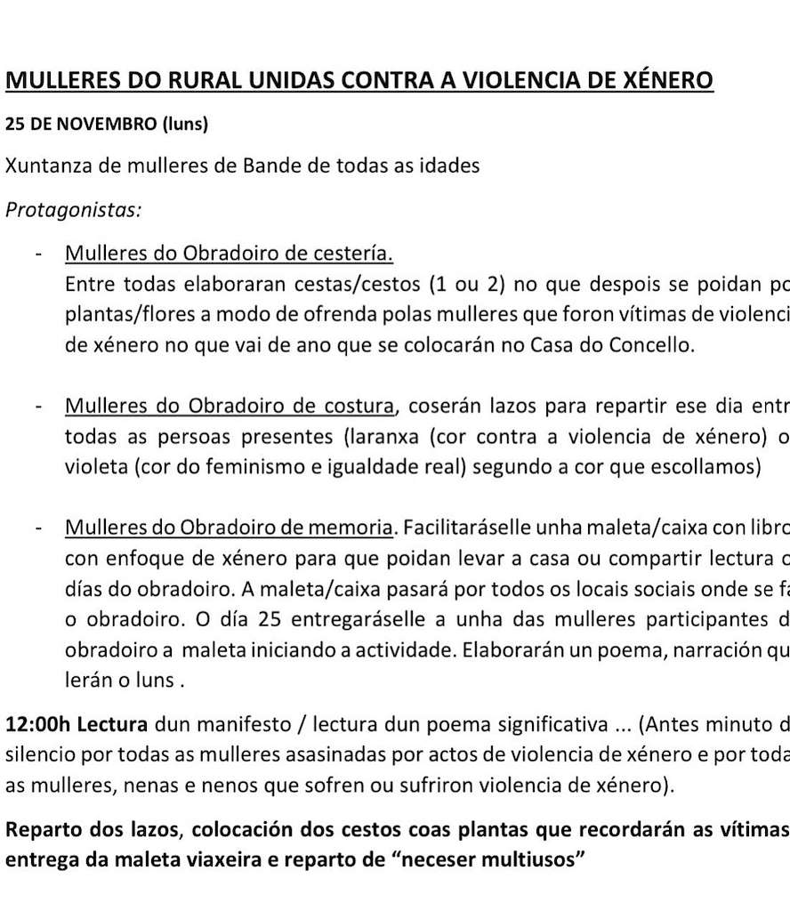 Día Internacional da Eliminación da Violencia Contra as Mulleres (2024) en Bande