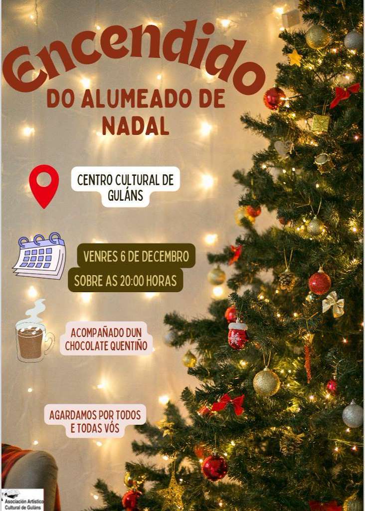 Encendido do Alumeado de Nadal de Guláns (2024) en Ponteareas