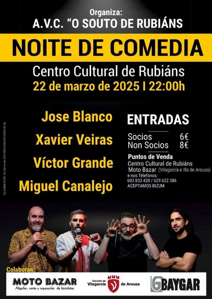 Noite de Comedia de Rubiáns (2025) en Vilagarcía de Arousa