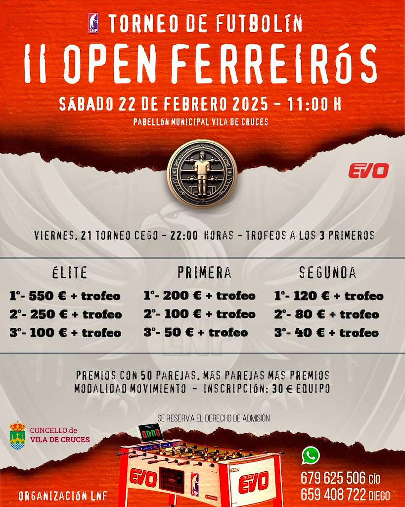 Open Ferreiros Torneo de Futbolin (2025) en Vila de Cruces